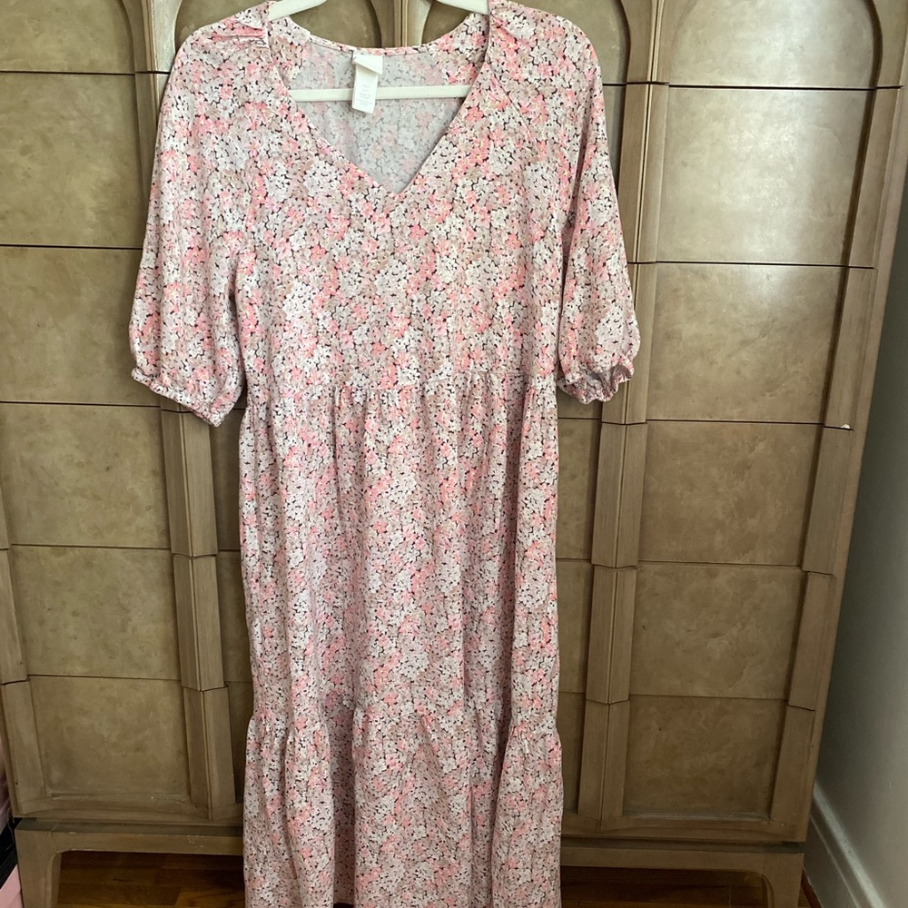 H&M Floral Tiered Midi Dress